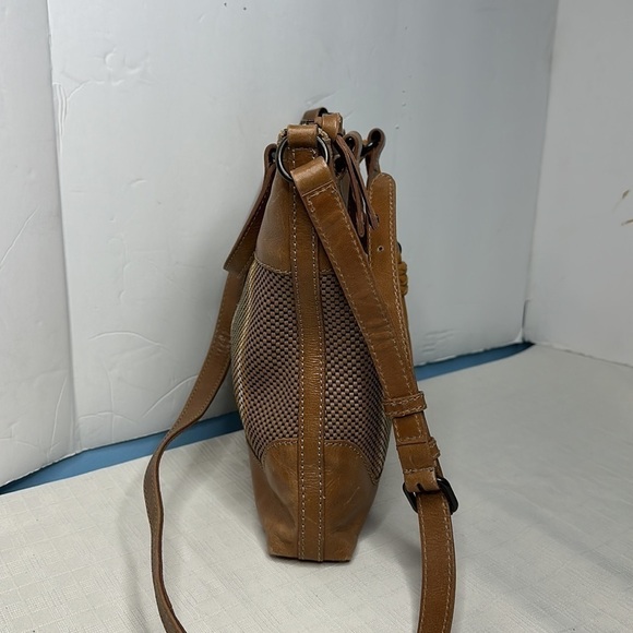 FRYE MELISSA LEATHER WOVEN STRIPED TOP HANDLE ZIP CROSSBODY SMALL TOTE BAG - Picture 6 of 14